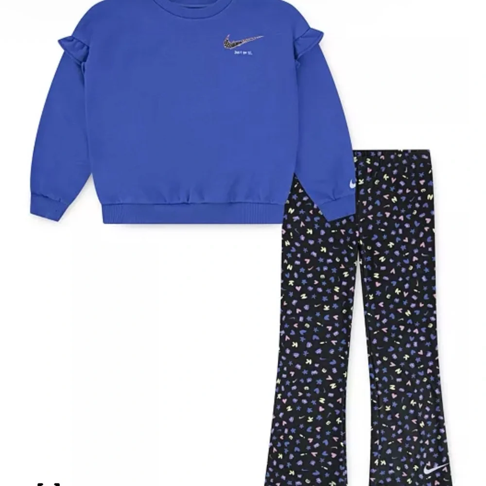 NWT- Nike Girls' Toddler Essentials All-Over Print Femme Sweatshirt/Leggings 4 - Picture 2 of 10